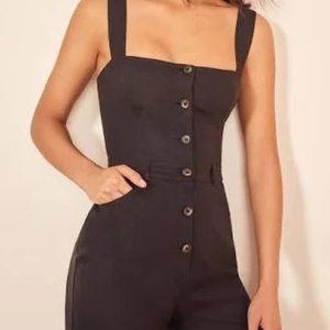 WOW! Cant find this anymore!  Black linen Reformation button up jumpsuit!